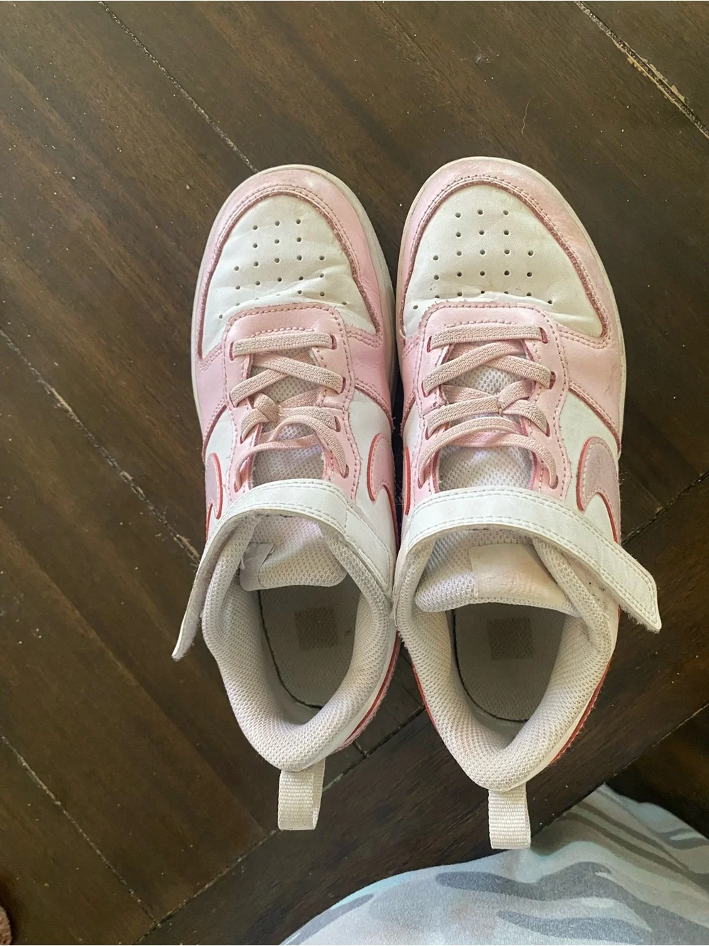Nike Kids White and Light Pink High-Top Sneakers with Velcro Strap